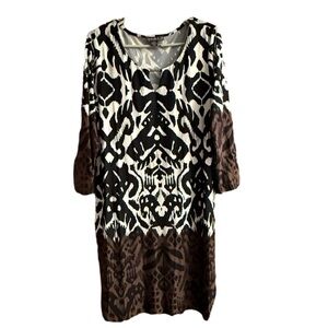 Covington Black and Brown Dolman Sleeve Dress